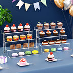 NIUBEE Acrylic Riser Display Shelf, Clear Display Stand for Amiibo Funko POP Figures,4 Tier Cupcakes Stand Perfume Organizer and Storage (12 Inch Large) - size: 12 inch