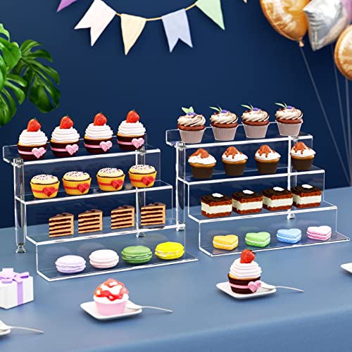 NIUBEE Acrylic Riser Display Shelf, Clear Display Stand for Amiibo Funko POP Figures,4 Tier Cupcakes Stand Perfume Organizer and Storage (12 Inch Large) - size: 12 inch