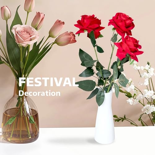 7 inch Modern Minimalist White Ceramic Vase Small Table Single Stem Vase for Home and Office Desk Decor Centerpiece