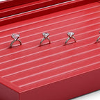 Oirlv Luxury Leather Rings Earrings Organizer Tray with Clear Lid Jewelry Display Box with Acrylic Lid Stackable Jewelry Box Drawer Inserts - color: Red, size: 10 Slot
