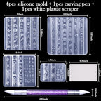 Laza 4pcs Ocean Silicone Nail Art Molds, 3D Mermaid, Starfish, Seashell, Jellyfish Nail Charms Molds Clear Modeling Templates Silicone Beach Nails Pattern Nail Tools with Sculpture Pen for Nail Design - color: Ocean world