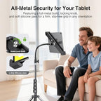 elitehood Aluminum Diagonal Design 72" iPad Tripod Floor Stand, Heavy Duty Adjustable Tablet Stand Holder, Flexible Gooseneck iPad Stand for Pro 13 12.9 11, Air, Samsung Tab and More 9-14.2" Devices - size: 9–14.2" · Diagonal Clamp