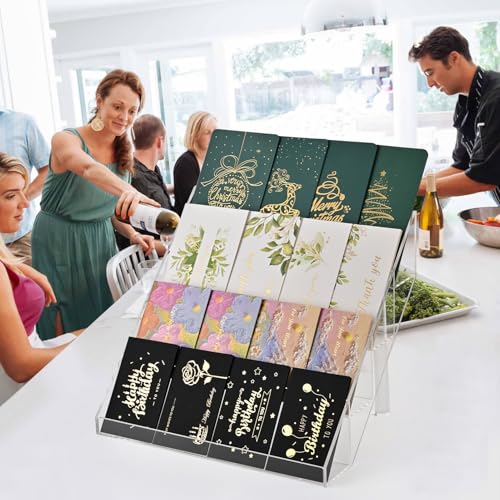 PecMuikee Greeting Card Display, 4 Tiers Clear Acrylic Sticker Display Stand for Vendors Retail, Display Photo Stand for Counter Tabletop Display Supplies, 2 Sets - color: 2 Sets