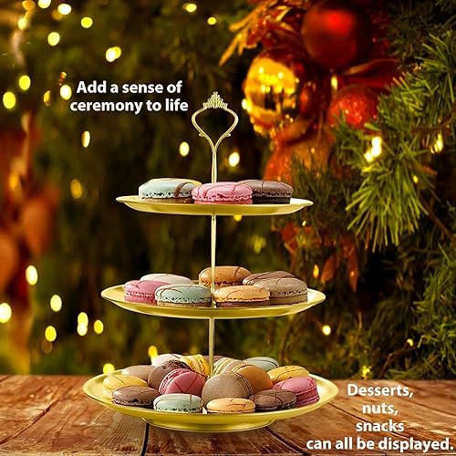 4 Tier Stainless Steel Cupcake Stand, Gold Metal Serving Tray Cake Holder Cake Display Stand for Holiday Dessert Table Decorations Birthday Party Wedding - size: 4 Tier