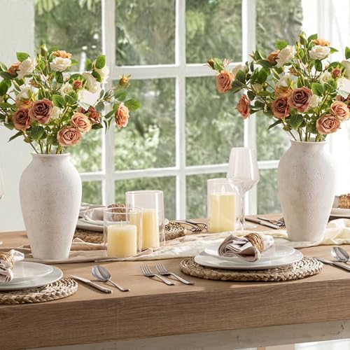 Vanselia Ceramic Flower Vase Home Decor - Large Tall Farmhouse Table Vases Rustic Vintage Living Room Kitchen Bedroom Decorations for House Book Shelf Office Coffee Desk Dining Fireplace (11" Rustic) - color: Rustic-11"