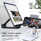 Meetuo 2 Pcs Cell Phone Stand, Adjustable Angle Height Phone Stand for Desk, Fully Foldable/Portable Phone Holder, Compatible for iPhone 16/15/14/13/12/Smartphones - color: Black+White