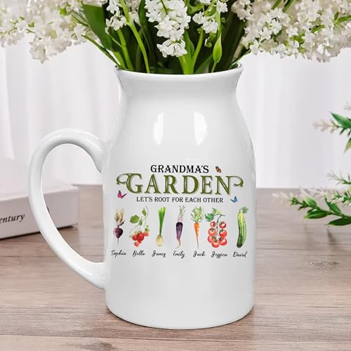 Personalized Grandma's Garden Ceramic Vase - Custom Root for Each Other Vase with Names, Unique Vegetable Art Flower Vases, Gift for Grandma, Gigi Nana, Mom, Mother's Day, Birthday - color: Style 03