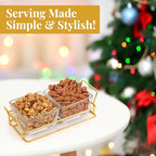 Easter Nuts gift Basket Luxurious and Elegant 2 Sectional Premium Reusable Glass Tray, Perfect Holiday Food Gift Basket