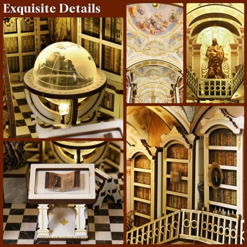 MiniCity Book Nook Kit, DIY Miniature Dollhouse Booknook Kit, 3D Wooden Puzzle Bookend Bookshelf Insert Decor with LED Light for Teens and Adults (Library of Gods) - style: Library of Gods