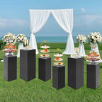 3/6 PCS Square Tall Pedestal Stand Metal Square Pedestal Stand Tall Pedestals Cake Stands for Party Wedding Birthday (Black, 6Pcs) - color: Black, size: 6Pcs