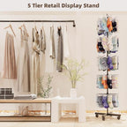Retail Display Racks 5 Tier Spinning Display Stand, Movable Shop Spinner Rack with Hooks, Retail Display Stand for Jewelry Keyring Hats Socks Toys (Black) - color: Black, style: 5 Tier