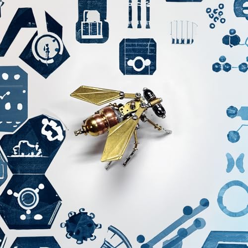 3D Metal Model Kits Puzzle for Adults, Steampunk Electric Mechanical, Assembly DIY Gift Craft Hobby for Men Christmas Decorations Insect Brass Puzzle (Fly) - style: Fly
