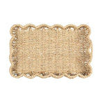 Household Essentials Woven Seagrass Scalloped Rectangular Trays, Set of 2, Natural - color: Natural Seagrass, size: 16" x 11.5" x 4.8"