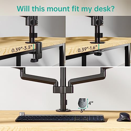 WALI Triple Monitor Mount for 13-32 inch Screens, Adjustable 3 Monitors Desk Mount with Swivel, Tilt, Clamp & Grommet Kit, Triple Monitor Stand for Desk, VESA 75x75/100x100mm (GSDM003), Black - size: 13"-32", style: Triple Arms
