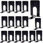8 Pairs 16 Pieces 8.3 x 5.1 x 6.5 Inch Metal Bookends, KINJOEK Heavy Duty Book Support with Anti Slip Pads for Books, Magazines, DVDs, Perfect for Home, Office, School, Library, Black - size: 8Pairs Black