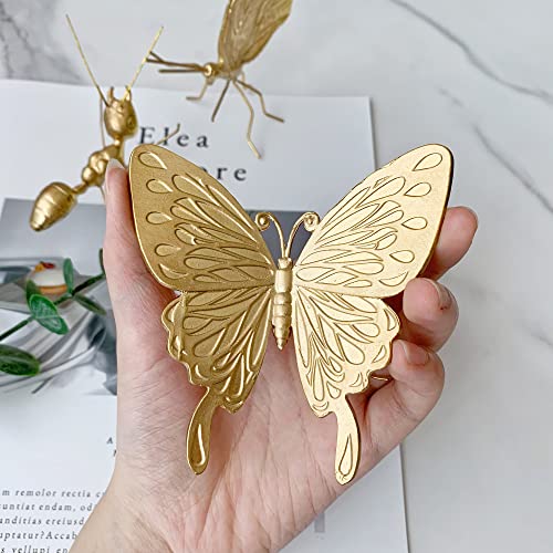 Gold Butterfly Sculpture - Solid Metal Insect Ornament - Mini Butterfly Figurine for Home, Office, Garden & Desktop Decor - style: Butterfly-Type B