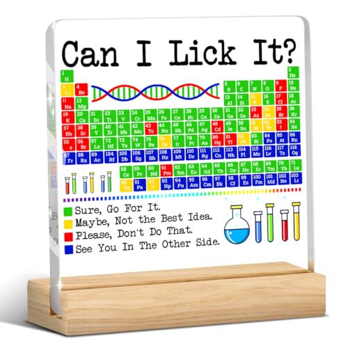 Chemistry Gifts Science Decor Periodic Table of Elements Science Gifts Teacher Desk Decor Can I Lick It Periodic Table Acrylic Humor Gift for Women Men Teacher Friend - color: Can I Lick It