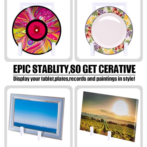 Sweetude 2 Pcs Large Plate Stands for Display Metal Frame Plate Holder Display Stand Decorative Table Top Easels for Picture, Book, Platter, Photo Easel(White,8 Inch) - color: White, size: 8 Inch