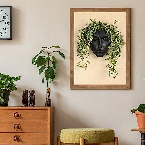 Ceramic Female Form Face Vase - Modern Sculpture Planter Pot, Human Face Shaped Vase, Wall Hanging Plant Pot with Drainage for Home Decor Centerpieces, Office or Outdoor Hanging Decor - color: Black-color