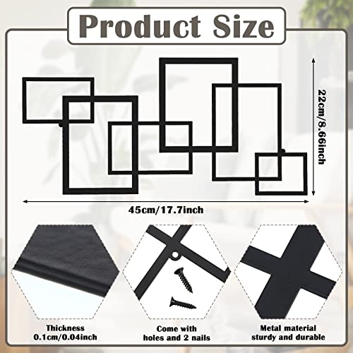 Geetery 2 Pcs Modern Geometric Metal Wall Art Minimalist Vertical Sculptures Wall Art Abstract Metal Decorations Wall Hanging Black Square Sign for Living Room Indoor Outdoor Bedroom Office