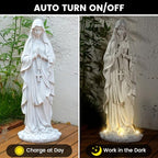 VChymm Virgin Mary Statue 31.49 Inch Religious Garden Statue Solar Mary Statue Outdoor Yard Patio Deck Home Entryway Hallway Sculpture - color: White