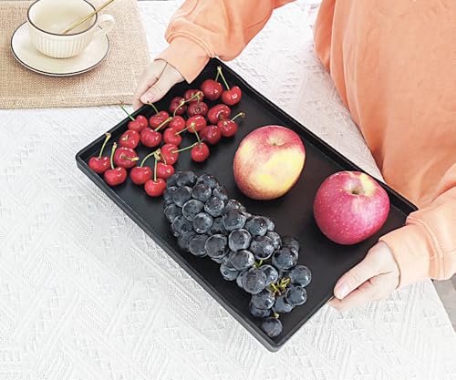 Black Serving Tray (13.5 x 9.6 inch) for Serving Accessory, Spa, Coffee, Drinks, Tea, Bar, Party, Seasoning, Perfume and Display Use. - color: Black-1 Tray, size: 13.5" x 9.6" x 0.9"