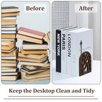 2 Pieces Wood Tree Book Ends for Shelves, Non-Skid Bookends Large Heavy Duty Bookend Book Holders for Heavy Books Decorative Book Accessories to Hold Books Firmly on Bookshelf