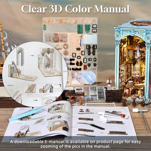 CCCDF DIY Book Nook Kit, Miniature Dollhouse Booknook Kit, 3D Wooden Puzzle Bookend Bookshelf Insert Decor with LED Light for Teens and Adults (Hemingway House) - style: Hemingway House