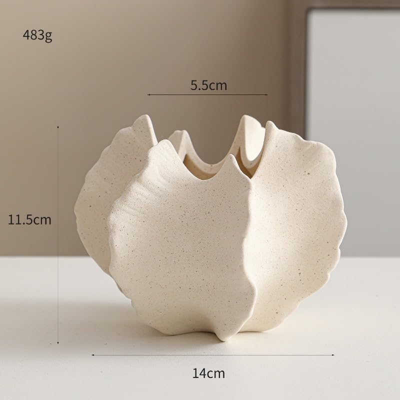 White Ceramic Vase – Nordic Minimalist Unglazed Stoneware Flower Vessel, Living-Room Centerpiece, Boho-Soft Furnishing Accent (10 Styles (Small)) - color: 10 Styles (Small)