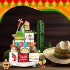Tatuo 16 Pcs Cinco De Mayo Tiered Tray Decor Set, Mexican Wooden Fiesta Signs - Taco, Sombrero, Rainbow Donkey, Farmhouse Style Table Decor for Home Kitchen Summer Party Holiday Shelf