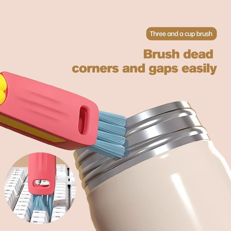 3 in 1 Cup Lid Gap Cleaning Brush, Multifunctional Bottle Brush, Cup Lid Gap Cleaner, Home Kitchen Crevice Cleaning Brush Tools(Red) - color: A-red