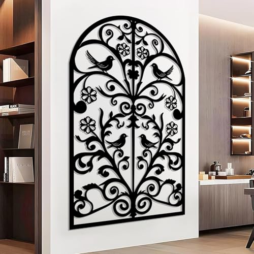 Maclou Arch Window Metal Wall Art, Metal Scroll Wall Decor, Rustic Farmhouse Wall Decor for Living Room, Bedroom, Bathroom, Outdoor, Entryway (White,48"x30" / 121x76cm) - color: White, size: 48"x30" / 121x76cm
