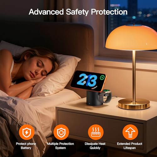 2026 Foldable 3 in 1 Wireless Charging Station,for Apple Magsafe Charger Stand,Fast Magnetic Wireless Charger Station for iPhone 1716 15 14 13 12 Series,Airpods Pro,Apple Watch Ultra Series（Black）