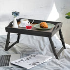 2 Pack Bed Tray Table Breakfast Trays Serving Tray Adjustable Height for Eating Bamboo Bed Laptap Floding Legs with Handles and Phone Holders - style: 2 pack(Adjustable height)