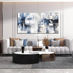 Prepeyssee White and Blue Abstract Canvas Wall Art for Living Room Bedroom Home Office Large Modern Grey Abstract Canvas Prints Picture Ready to Hang Size 29x59 - color: white, size: 29"L x 59"W