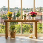 Plank+Beam Solid Wood Console Table, 66 Inch, Sofa Table, Narrow Entryway Table for Hallway, Behind The Couch, Living Room, Foyer, Easy Assembly, Pecan - color: Pecan, size: 66" Console Table