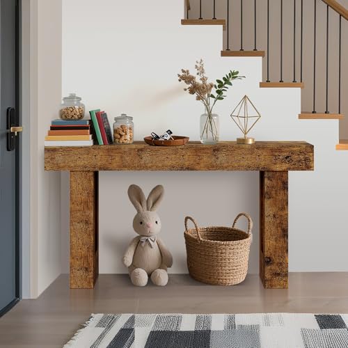 GarveeTech 63" Console Table for Entryway, Narrow Sofa Table Behind Couch, Wooden Hallway Table for Living Room, Foyer Entry Table - color: Brown-63 Inches