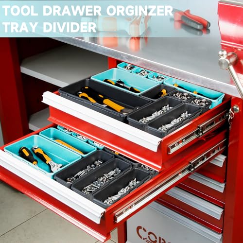 Tool Box Organizer Tray, Toolbox Desk Drawer Organizer, Tool Box Tray, Toolbox Organization Storage for Rolling Tool Chest (60PCS (Blue+Black)) - color: 60PCS (Blue+Black)