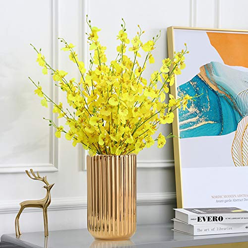 LIONWEI LIONWELI 8.6 inch Gold Ceramic Round Geometric Flower Vase - Ideal Gifts for Friends and Family, Wedding, Bridal Shower, Christmas - color: Gold, size: 8.6 inch