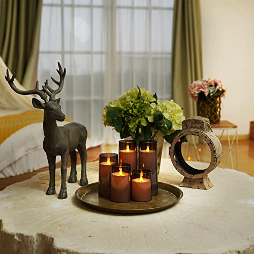 Homemory Gray Flickering Flameless Candles, Battery Operated Acrylic LED Pillar Candles with Remote Control and Timer, Halloween Decor, Set of 5 - color: Gray