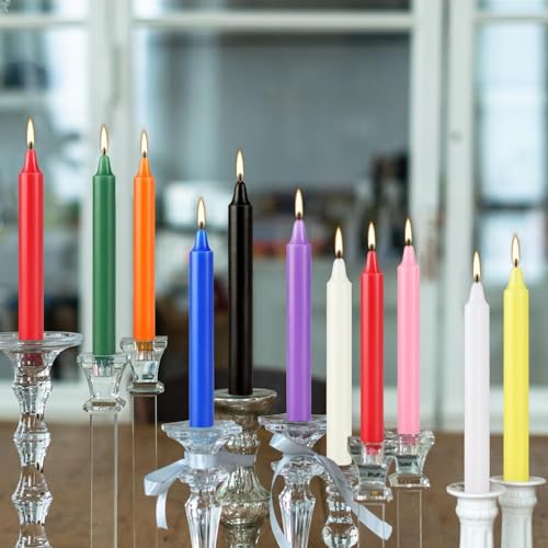 YOROXRG 40 Pack Spell Chime Candles-4 Inch Multi-Colored Taper Candles Sticks-for Home Decor Kitchen Decor Wedding Decoration-10 Colours - color: Colors-4" 40