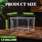 Geelin 1.5 Gallon Plastic Fish Tank Large Bowl Shatterproof with Crystal Clear Clarity for Terrarium, Flower Vase Centerpiece Gift for Fish Lovers (Square) - size: 1.5 Gallon, style: Square