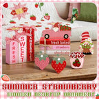 Vercraft 11 Pcs Strawberry Table Decorations Set Strawberry Tiered Tray Decor Spring Summer Wooden Top Farmhouse Rustic Wooden Coffee Table Centerpieces for Home Kitchen Office Decorations - style: Strawberry