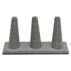Three Finger Grey Linen Jewelry Ring Display Stand Tray ~ Holds 3-6 Jewelry Rings - size: 3 Finger