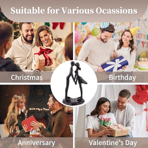 Sziqiqi Anniversary Wedding Gift for Couple: Iron Gifts for 6th Anniversary for Her Him Women - Cast Iron Couple Sculpture Present for Wedding Day Engagement Christmas Bithday Valentines - style: Couple Kiss