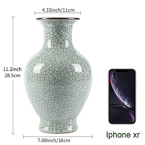 Chinese Ceramic Art Handmade Antique ice Crack Glaze vases Big China Porcelain Flower Bottle Vase Mild Mint Green - color: Mild Mint Green