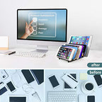 Adjustable Universal Multi Device Organizer Dock Stand Holder, Tablet Cell Phone Desktop Stand for iPhone Samsung Galaxy Google Nexus Kindle (Black)- No Charging Port - color: Black