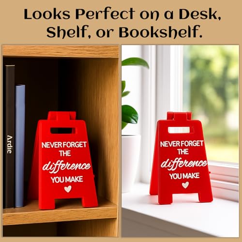 3D Printed Desk Sign, NEVER FORGET THE difference YOU MAKE - Double Sided Inspirational Home Office Decor, Motivational Gift for Coworkers Friends, Teachers, Boss - color: NEVER FORGET