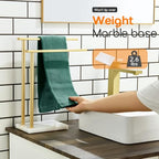 Hand Towel Bars for Bathroom Vanity Countertop 2-Tier Towel Rack Holders Stand with Heavy Marble Base Thicken Steady, Brushed Gold Stainless Steel AN7003GD - color: Brushed Gold, size: 2-Bar