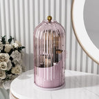 GAXmi Makeup Brush Holder with Lid Cosmetic Tools Organizer 360 Rotating Waterproof Dustproof Beauty Brushes Storage for Vanity, Pink-Purple - color: Pink-Purple
